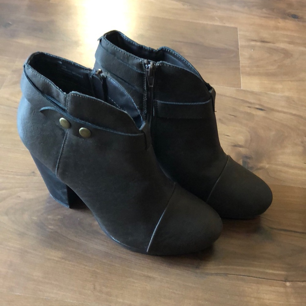 Brown leather booties